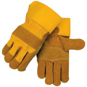 SIDE SPLIT COWHIDE — PATCHED PALM SPECIALTY LEATHER PALM WORK GLOVES. Pack 12. 5Y