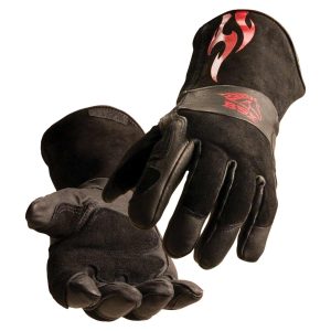 BSX BLACK – RED FLAMES STICK/MIG WELDING GLOVES. Pack 6. BS50-XL