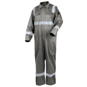 9 OZ FLAME-RESISTANT COTTON REFLECTIVE TAPE COVERALLS (STONE). Pack 1. CF2216-ST-XLG