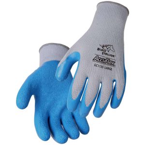 NATURAL RUBBER COATED — COTTON/POLY STRING KNIT SYNTHETIC GLOVES. Pack 12. GC1135-GY-XLG
