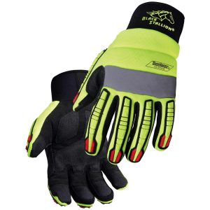 TOOLHANDZ® HI-VIS SYNTHETIC LEATHER MECHANIC’S GLOVES. Pack 12. GX1010-HB-XLG