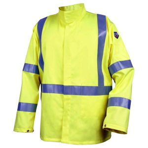 9 OZ FLAME RESISTANT ANSI HI-VIS COTTON JACKET WITH SILVER REFLECTIVE. Pack 1. JF1117-HY-XLG