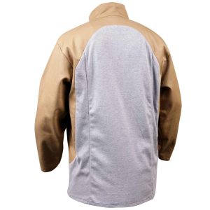 STRETCH-BACK FR COTTON TAN-GRAY WELDING JACKET – 32″ LENGTH. Pack 1. JF1625-TG-XLG