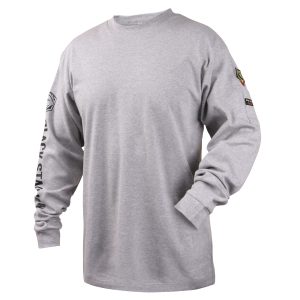 7 OZ FLAME-RESISTANT COTTON GRAY LONG SLEEVE T-SHIRT – NFPA 2112, NFPA 70E. Pack 1. TF2510-GY-XLG