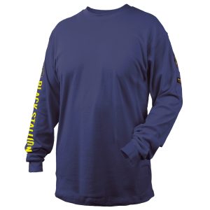 7 OZ FLAME-RESISTANT COTTON NAVY LONG SLEEVE T-SHIRT – NFPA 2112, NFPA 70E. Pack 1. TF2510-NV-XLG