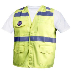 9 OZ FLAME RESISTANT ANSI HI-VIS COTTON VEST WITH SILVER REFLECTIVE. Pack 1. VF1110-HY-XLG